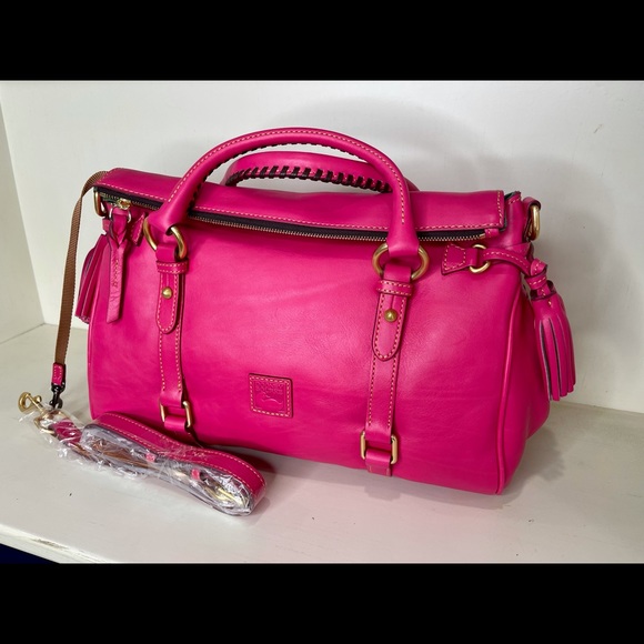 New! Dooney Bourke Large Florentine Satchel Handbag Purse *RARE* Fuchsia Pink